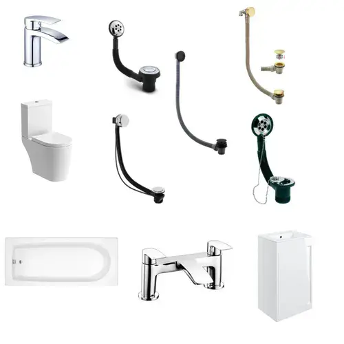 Star Buy Merit Full Bathroom Pack with Basin Unit, Toilet, Taps and Bath Wastes