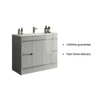 Stockholm 1200mm Waterproof Vanity - Light Grey Gloss | 2-Door 4-Drawer
