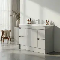 Stockholm 1200mm Waterproof Vanity - Light Grey Gloss | 2-Door 4-Drawer