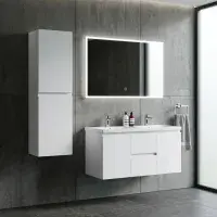 Stockholm 300mm Waterproof Tall Unit - Gloss White | Wall Hung | Bathcenter
