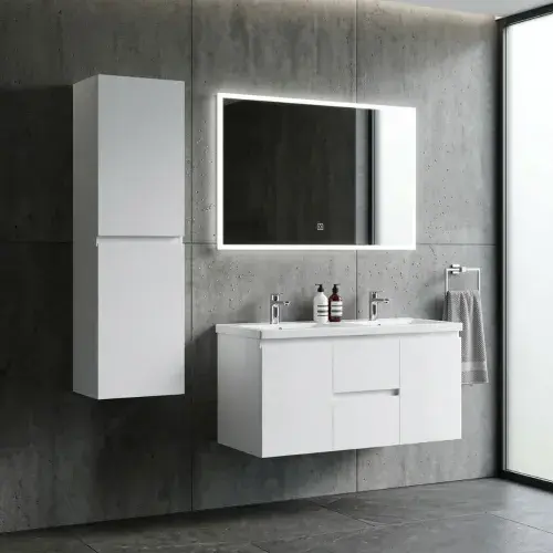 Stockholm 300mm 100% Waterproof Tall Storage Unit - Gloss White (2 Soft-Close Doors)