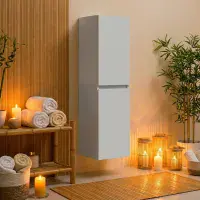 Stockholm 300mm Waterproof Tall Unit - Light Grey | Wall Hung