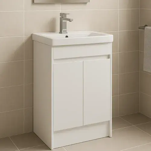 Stockholm 500mm 100% Waterproof Vanity Unit | Gloss White | Standard 410mm Depth Floor Standing