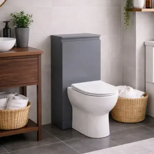 Stockholm 500mm 100% Waterproof WC Toilet Unit - Mid-Grey Gloss