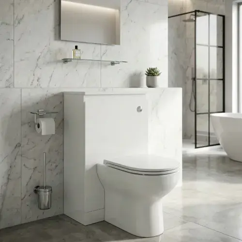 Stockholm 550mm 100% Waterproof WC Toilet Unit - Gloss White