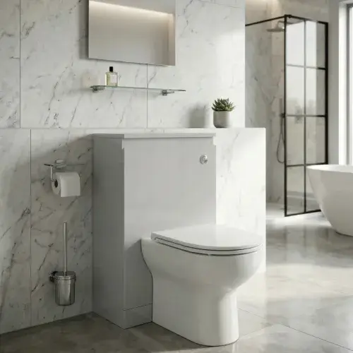 Stockholm 550mm 100% Waterproof WC Toilet Unit - Light Grey Gloss