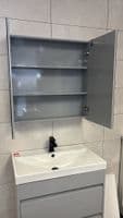 Stockholm 600mm Waterproof Mirror Cabinet - Light Grey | Bathcenter