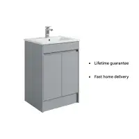 Stockholm 600mm Waterproof Vanity - Light Grey Gloss | Bathcenter