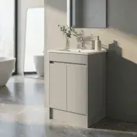 Stockholm 600mm Waterproof Vanity - Light Grey Gloss | Bathcenter