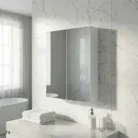 Stockholm 750mm Waterproof Mirror Cabinet - Gloss White | Bathcenter