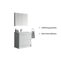Stockholm 900mm Waterproof Vanity - Light Grey Gloss | 2-Door 2-Drawer