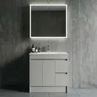 Stockholm 900mm Waterproof Vanity - Light Grey Gloss | 2-Door 2-Drawer