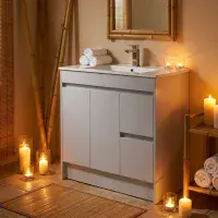 Stockholm 900mm Waterproof Vanity - Light Grey Gloss | 2-Door 2-Drawer