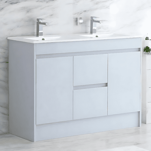 Stockholm Waterproof 1220mm Double Bowl Vanity Unit Light Grey