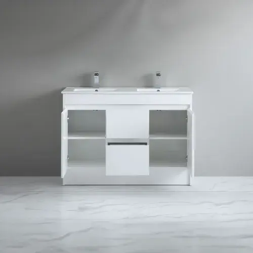 Stockholm Waterproof 1220mm Double Bowl Vanity Unit White