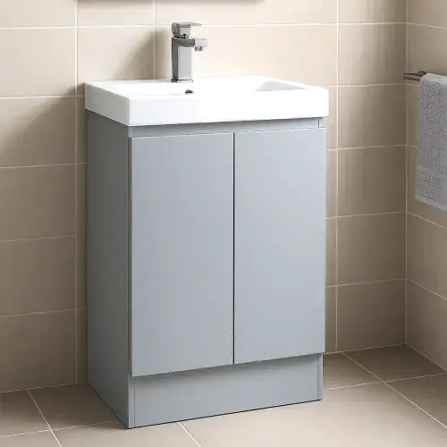 Stockholm Waterproof 500mm Cloakroom Vanity Unit Light Grey