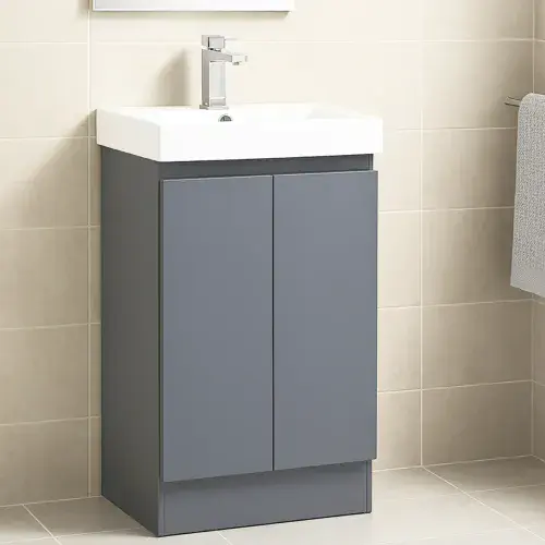 Stockholm Waterproof 500mm Cloakroom Vanity Unit Mid Grey