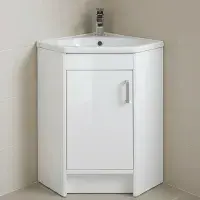 Stockholm Waterproof Corner Vanity - Gloss White | 600mm | Bathcenter