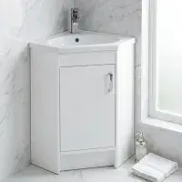 Stockholm Waterproof Corner Vanity - Gloss White | 600mm | Bathcenter