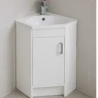 Stockholm Waterproof Corner Vanity - Gloss White | 600mm | Bathcenter