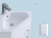 Stockholm Waterproof Corner Vanity - Light Grey Gloss | 600mm | Bathcenter