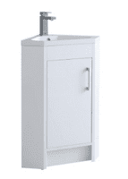 Stockholm Waterproof Corner Vanity - Light Grey Gloss | 600mm | Bathcenter