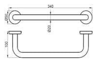 Straight 34cm Grab Rail, Chrome