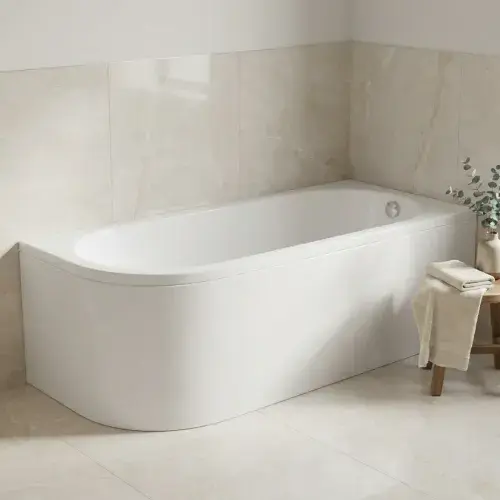 Swept Back To Wall Corner Bath, 1500mm x 725mm, Left or Right Handed, Optional Front Panel