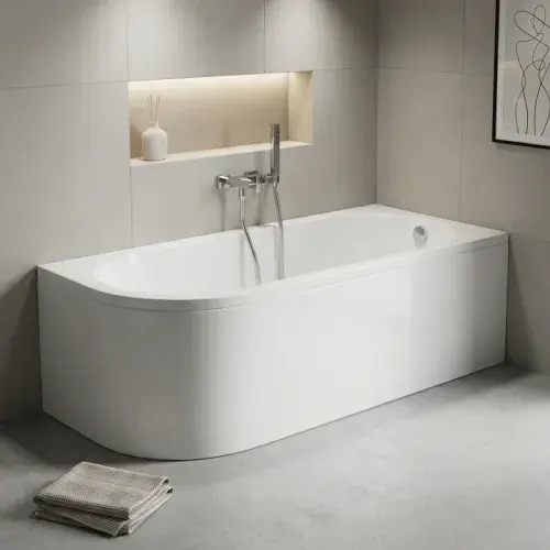 Swept Bath To Wall Corner Bath, 1700mm x 725mm, Left or Right Handed