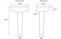 Tengri 450mm Cloakroom Basin With Full Pedestal