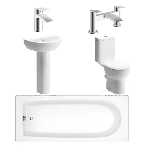 Tengri Bathroom Pack with Bath (various sizes), Toilet, Basin & Pedestal, Taps and Wastes