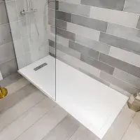 Traymate TM25 25mm Linear Drain Stone Resin Shower Tray | Bathcenter