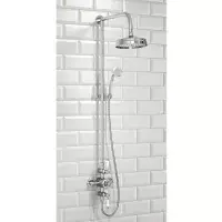 Traditional Exposed Twin Outlet Shower with Shower Head and Riser Kit