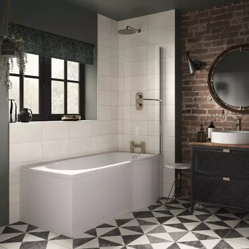 Trojan Concert 1675mm P Shaped Shower Bath - Includes Glass Screen ...