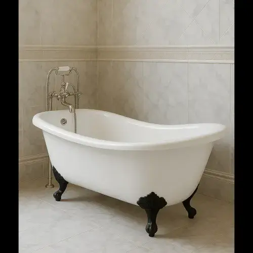 Trojan Eaton Single Ended Twin Skin Freestanding Bath With Feet - 1710mm x 740mm - Gloss White