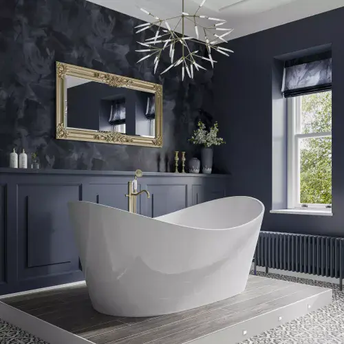 Trojan Emerland DE Double Ended Twin Skin Freestanding Bath - Gloss White
