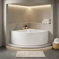 Trojan Lagoon 1200x1200mm Corner Bath with Seat | Small Bathroom Solution