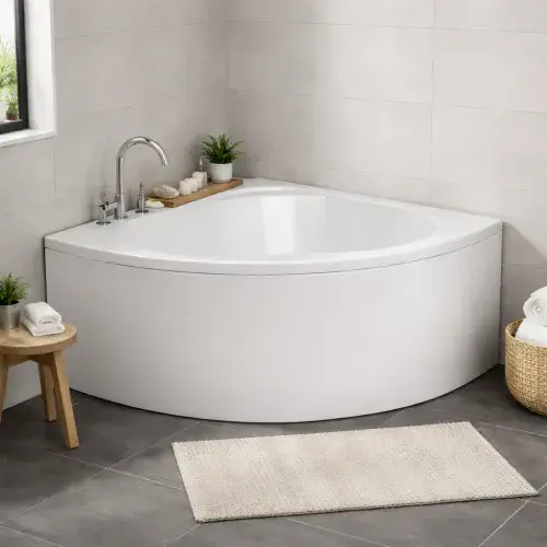 Trojan Lagoon 1200mm Corner Bath with Seat | Deep Soak & Space Saving