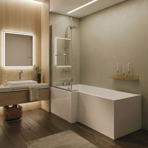 Trojan Solarna 1700mm L  Shaped Shower Bath Pack inc Screen & Panel | Lifetime Guarantee