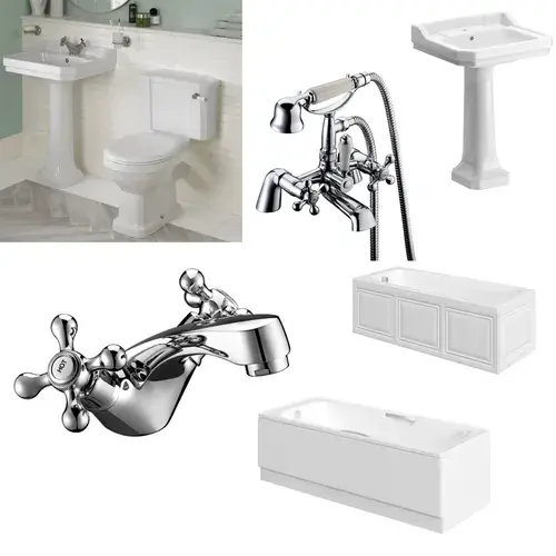 Tudor Bath Pack with Victorian Ceramics, Taps & Wastes