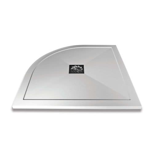 Ultra-Slim 25mm Stone Resin Quadrant Shower Tray with Waste  - White - Various Size