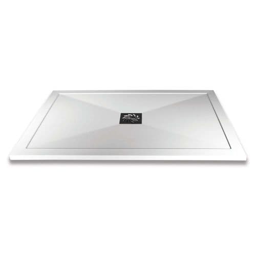 Ultra-Slim 25mm Stone Resin Rectangular Shower Tray with Waste  - White - Various Size