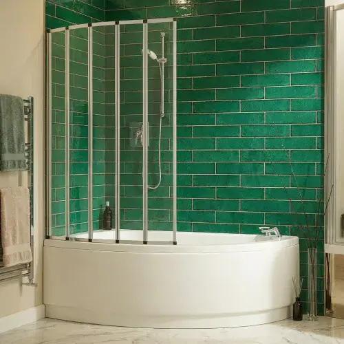 Universal 1250mm 5 Fold Bath Screen - Will Fit Corner Baths