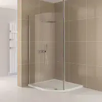 Valliant Chrome Round Pole Walk In, Offset, Wetroom Glass Screen, Various Sizes
