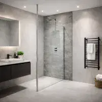 Valliant Chrome Round Pole Walk In, Wetroom Glass Screen, Various Sizes