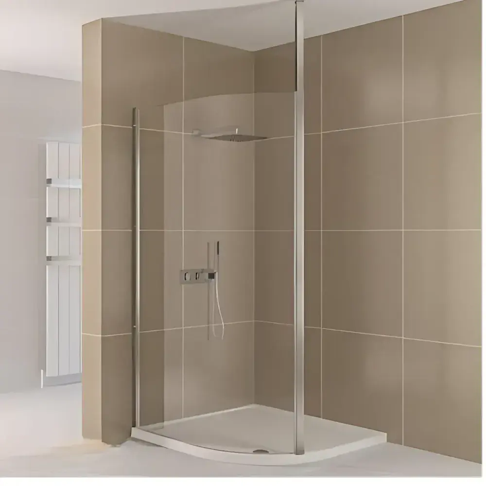 Valliant Square Pole Walk In Offset Wetroom Glass Screen Various Sizes