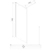 Vantage 2000 8mm Easy Clean 2000x1500mm Walk-In Shower Panel - Matt black