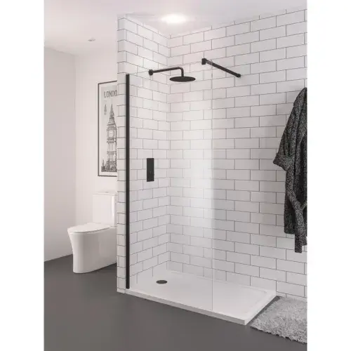 Vantage 2000 Easy Clean 2000x1300mm Walk-In Shower Panel - Matt black