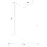 Vantage 2000 Easy Clean 2000x1300mm Walk-In Shower Panel - Matt black