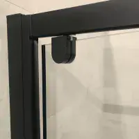 Vantage 2000 Matt Black Pivot Door Glass Shower Enclosure, Various Sizes